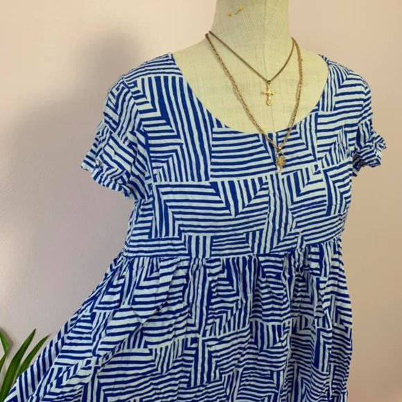 Blue Geometric American Apparel Smock Dress (XS/S) - Picture 9 of 10